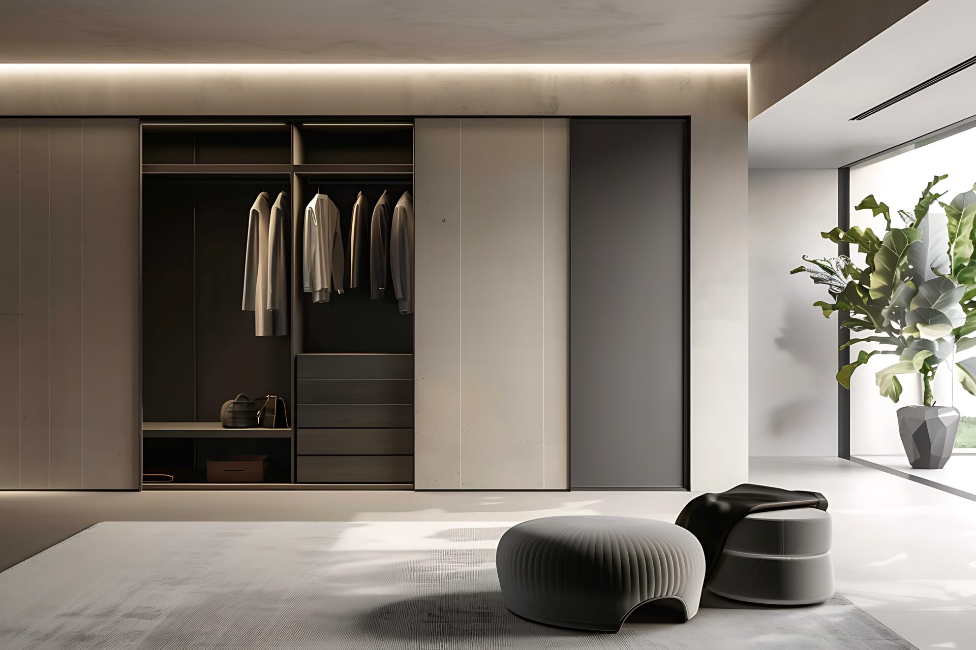 modern wardrobe with sliding doors